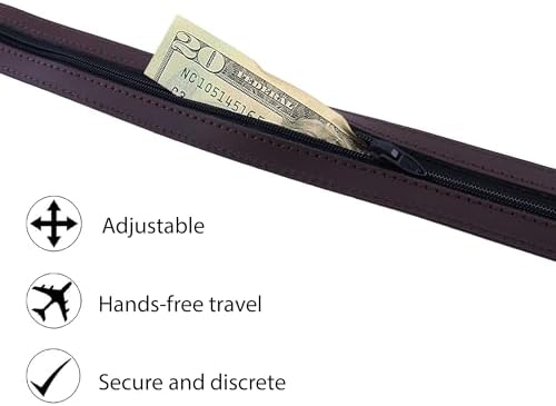 Thomas Bates Mens Deerfield Leather Money Belt Travel Zipper Pocket image 5