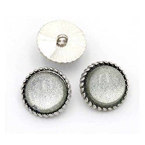 5 bottoni rotondi in metallo con perle diamantate