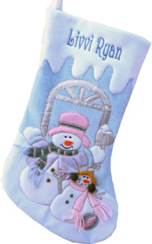 Large 20" Blue Snowman Velvet Personalized Stockings for Kids