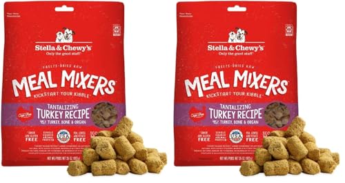 Stella & Chewy's Freeze-Dried Raw Tantalizing Turkey Meal Mixers- Dog Food Topper and Mixer - Made with 95% Cage-Free Turkey, Organs & Bone - Perfect for Picky Eaters - Grain-Free - 35 oz (Pack of 2)