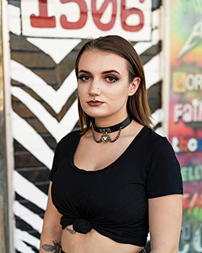 Asherkeep Adjustable Kawaii Choker And Collar Necklace, Aesthetic Necklace Made From Premium Pu Leather And Alloy, Cute Choker And Collar Necklace Jewelry With Chain Heart Pendant Charm For Women #TOP1