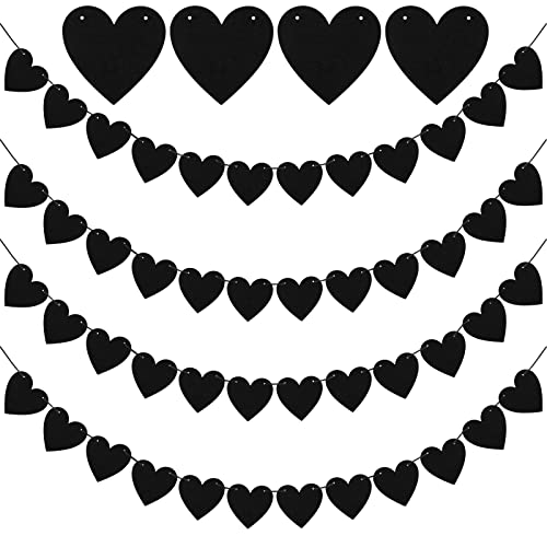 Colarr 4 Pack Black Felt Heart Garland Banner Gothic Decor Black Heart Banner Black Party Decorations Goth Farewell Wedding Anniversary Party Decorations Heart Garland Felt Valentines Garland #TOP19
