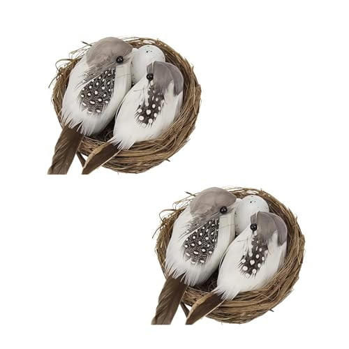 Seadiquiet 2 Set Simulation Bird Nest with Bird and Eggs Decor, Fake Foam Feather Birds, Artificial Birds, for DIY Craft Tree Decoration Artificial Plants and Flowers, Home Decor, Decorations