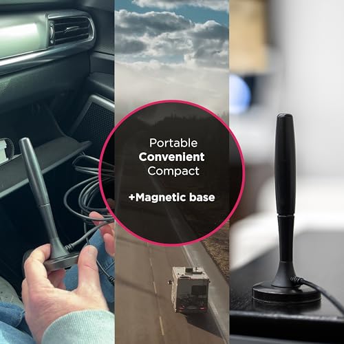 GE Portable HD TV Antenna, Indoor Digital Antenna for 1080p 4K 8K, VHF UHF Channels, 20 Mile Range, Magnetic Base, Compact Travel Design for RV, Camping, Tailgating, Black, 81843 by GE - Image 6