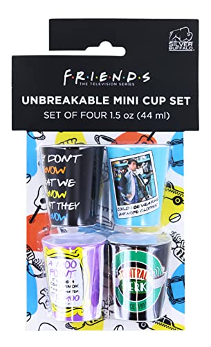 Silver Buffalo Friends Quotes 1.5-Ounce Plastic Mini Whiskey Shot Glass Cups, Set Of 4 #TOP1