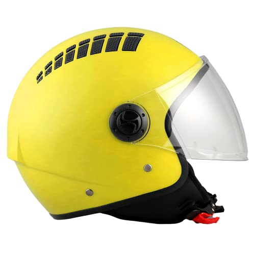 Casco Demi Jet BHR 810 AIR | Práctico Casco para Scooter Homologado por la ECE | Casco Jet con 16 puntos de ventilación | AMARILLO MATE | S