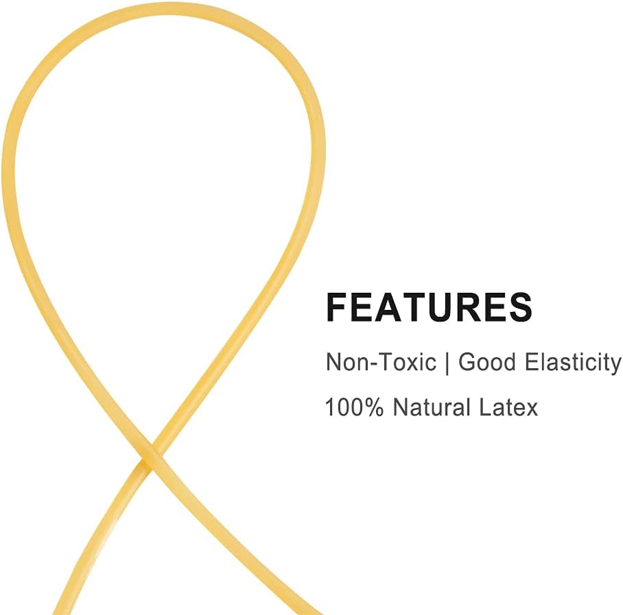 Feelers Industrial Pure Solid Natural Latex Rubber Tubing 1/4"（Exactly 7mm）OD Speargun Band Slingshot Catapult Tube Rubber Hose for Sports Exercise and Fitness, 3M Length