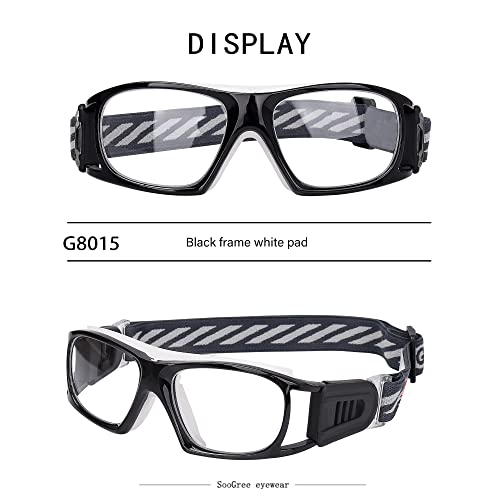 Soogree Sport Goggles Basketball Soccer Football Sports Protective Eyewear Goggles Eye Safety Glasses Men Women Racquetball Goggles Lens Replaceable (Black Frame Clear Pad) #TOP2