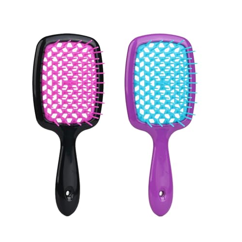2PCS Unbrush Hair Brush, Massage Comb,Hairdressing Comb,Detangle Hair Brush for Women Men, and Kids, Great on Wet/Dry Hair Smoothing Massaging Detangling (Purple+Black）