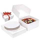 10 Inch Cake Box with Cake Boards Set 20pcs 10x10x5 Inches, Bakery Box with Window. Cheesecake Box,