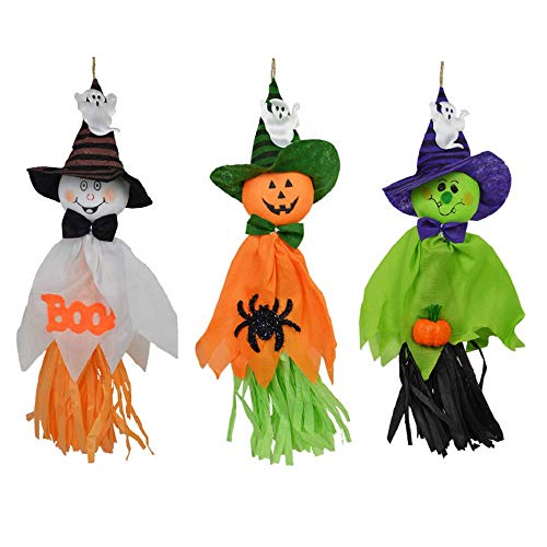 ハロウィン飾り 3点セット 3D立体吊り飾り 人形装飾 かかしの模様 ゴースト 魔女 ハロウィンパーティー バー お化け屋敷 学園祭 文化祭 人気おもちゃ