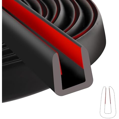 Rubber Edge Trim, Self Adhesive U Channel Edge Trim, Sheet Metal Edge Protector EPDM Seal Strip for Panels, Glass, Hatches, Table Corners, Fit 1/4"(6.4mm), 20Ft, Black Cover