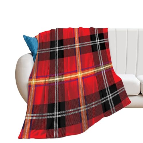FNUPI Red Black and White Plaid Blanket 30"*40"(76 * 100cm) Lightweight Thermal Flannel Cozy Throw Blankets Bed Throws Home Decor for Couch Sofa Chair Living Room Travel