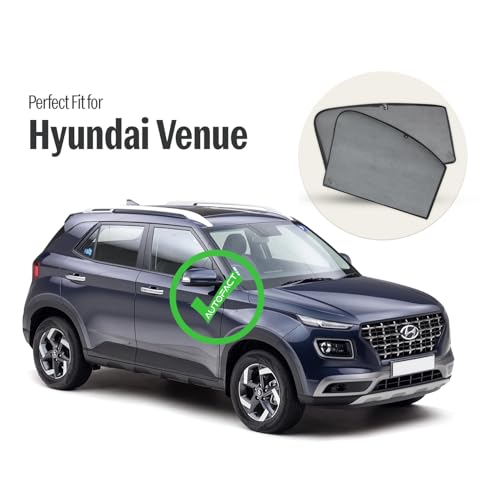 Image of Autofact Car Sunshades for Hyundai Venue, UV Protection, Useful Car Accessories, Custom fit Sun Shades for Side Windows, Set of 4