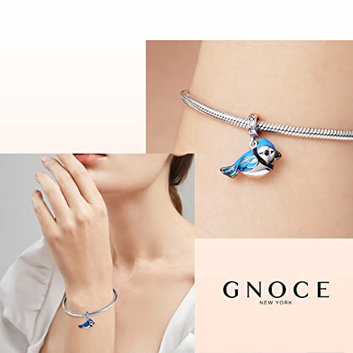 Image of GNOCE Owl Pendant Bead Charm With Bracelet S925 Sterling Silver Guarding You 18k Gold Plated Charm with CZ Fit for Bracelet /Necklace Charm Gifts for Animal Lover