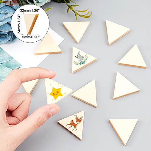 Olycraft 100Pcs Wood Pieces Unfinished Wood Triangle Pieces Natural Wood Triangle Cutout Shape Wood Triangle Blank Slices For Diy Crafts Valentine's Day Easter Decoration 1.2"X1.3"X0.2" #TOP1