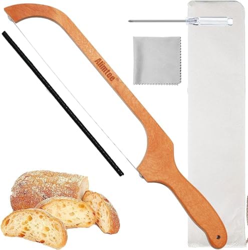 Bread Knife for Homemade Bread, 16″ Wooden Serrated Bread Slicer Gift for Friends Fiddle Bow Design Easy to Cutting, Sourdough Cutter for Homemade – Premium Stainless Steel