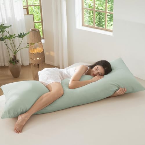 MOOMEE Body Pillow Cover 100% Washed Cotton Linen-Like 21"x54"
