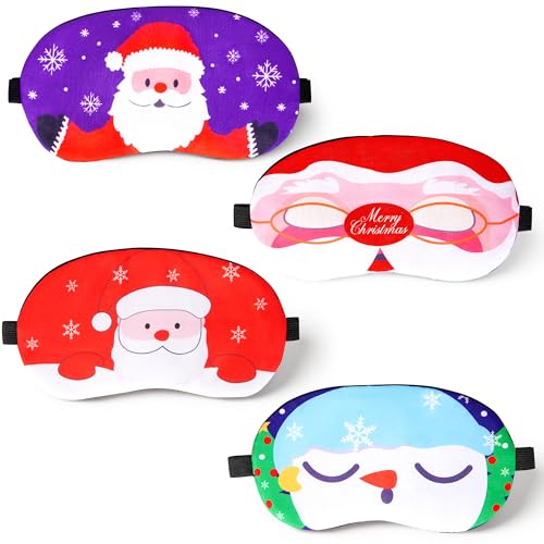 Tphon Christmas Sleep Mask for Adult Kids Boys Girls Sleeping Mask for Christmas, Santa Snowman Cute Eyemask Gifts for Children Christmas Party Present