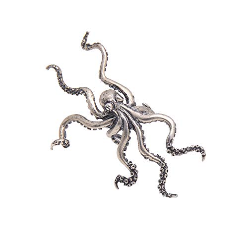 Paialco 925 Sterling Silver Gothic Octopus Ear Cuff Clip On Earring