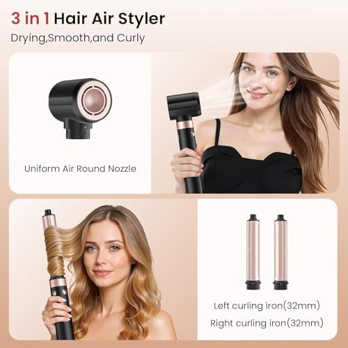 Image of MESCOMB Dual Voltage Hot Air Styler Wrap - 3 in 1 Hair Dryer Brush with Fast Drying Blow Dryer, Styling, Straightening & Volumizing with Travel Bag (100V-240V) Gift for Women (Black)