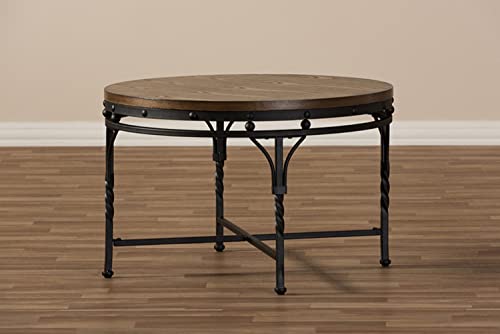 Baxton Studio Austin Vintage Industrial Antique Bronze Round Coffee Cocktail Occasional Table #TOP5