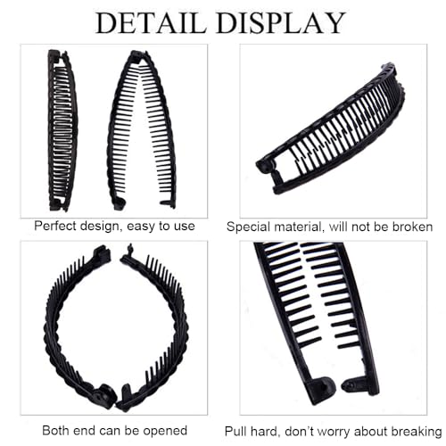 Youme Banana Clip Clincher Combs 3 Pack Negro miniatura 3