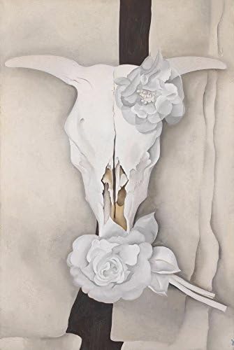 Berkin Arts Georgia O'Keeffe Giclee Print On Canvas-Famous Paintings Fine Art Poster-Reproduction Wall Decor(Cow's Skull Calico Roses) Large Size 31.4 x 21.1inches