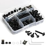 YALTIES 177Pcs Motorcycle Fairing Bolt Kit 304 Stainless Steel M5 M6 Windscreen Screws Fastener Clips Universal Fit for Motorcycle GSXR Honda Kawasaki BMW Ducati Suzuki Yamaha, Black
