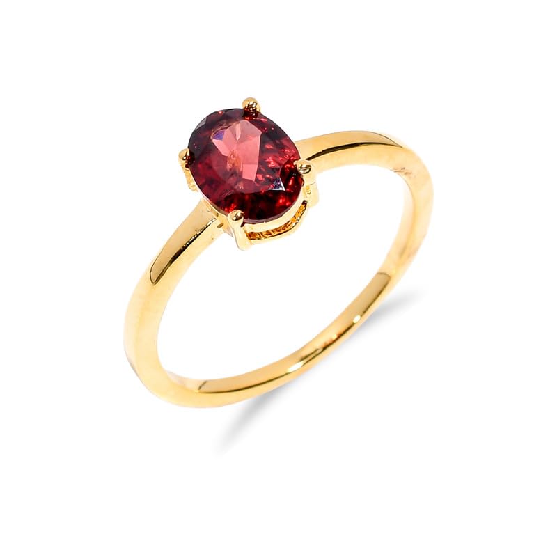 Bague en argent et grenat naturel ovale pour affirmer votre style au quotidien