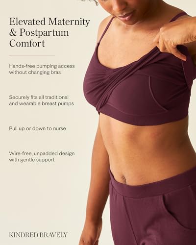 Kindred Bravely Sublime Hands Free Pumping Lounge & Sleep Bra, Nursing Bra | Adjustable straps, wire free & unpadded design. Compatible with all standard and wearable breast pumps — view 3