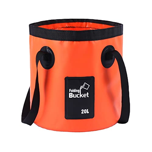 5.2 Gallon Bucket(20L),Collapsible Bucket with Handle, Portable Camping Water Container, Ultra Lightweight Outdoor Basin Fishing Bucket, Folding Bucket for Fishing, Camping, Car Washing