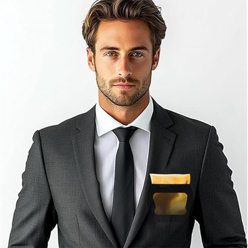 Image of Satin Mens Pocket Square with Holder, 11.8'' Suit Handkerchiefs for Men Wedding Business Casual