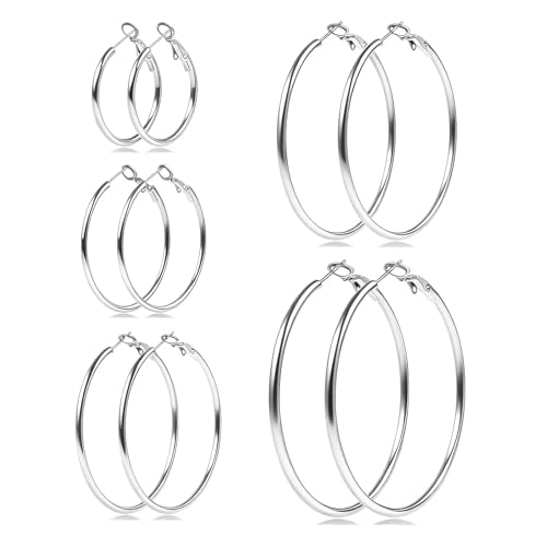 �S�[���h�V���o�[�t�[�v�C�������O �����p 5�y�A 14K�S�[���h���b�L �����t�[�v�C�������O �N���b�v �X�e�����X�X�`�[�� �y�� ��h���� �C�������O 30/40/50/60/70mm, Middle, �X�e�����X�|, ��΂Ȃ�