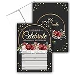 Stonehouse Collection - Formal Party Invitations - Red Rose Wedding Invitations, Let's Celebrate Design, for Weddings, Showers, Birthdays (Red Rose Design)