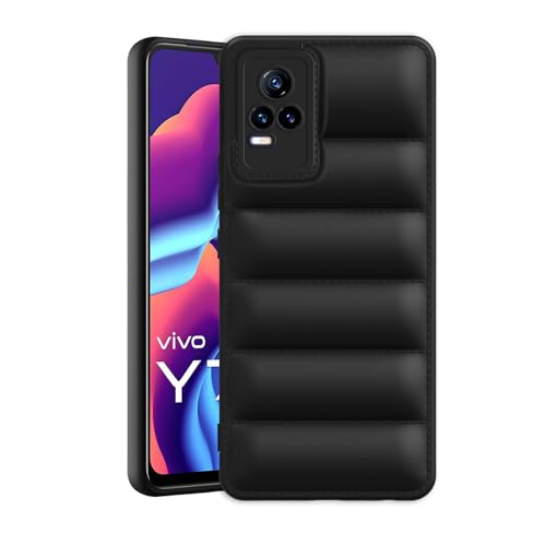 Image of Plus Puffer Case Camera Protection Soft Back Cover for Vivo Y73 2021 | Vivo V20 2021 | Vivo Y73 4G - Black