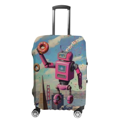 Robot Cool Donut Travel Suitcase Protector Luggage Cover Protective Washable Anti-scratch Baggage Cover