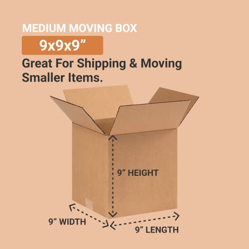 Aviditi Shipping Boxes Medium, 9"L X 9"W X 9"H 25-Pack | Corrugated Cardboard Box For Packing, Moving And Storage 9X9X9 999 #TOP1