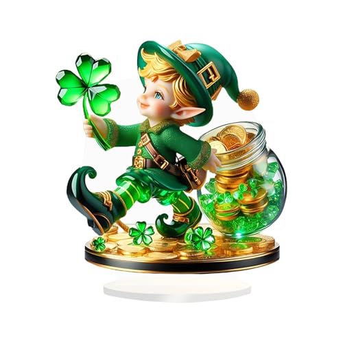 2d Flat Tabletop Decoration, Acrylic Decorative Boy Figure, Leprechaun Table Decor for Home, Funny St. Patrick's Day Decoration, Leprechaun Acrylic Table Figure, Irish-Themed Tabletop Centerpiece