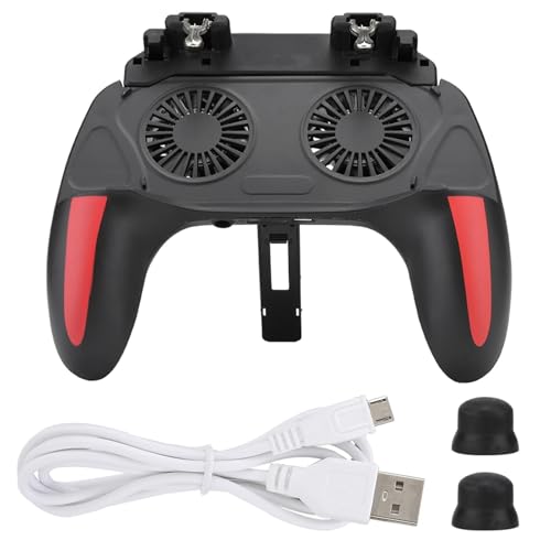 Genérico Compatible con controladores de juegos for dispositivos móviles con ventiladores de refrigeración duales y teclas de juegos auxiliares