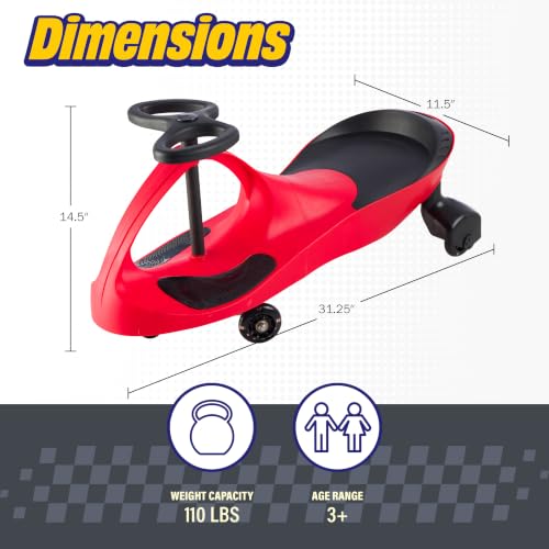 Wiggle Car for Kids - Swing Car Ride on Toy for Ages 3 and Up - Toddler Ride on Toys with LED Flashing Rear Wheels, No Batteries, Gears, or Pedals Just Twist, Wiggle, and Go by Lil’ Rider (Red) by Lil' Rider - Used condition - Image 6
