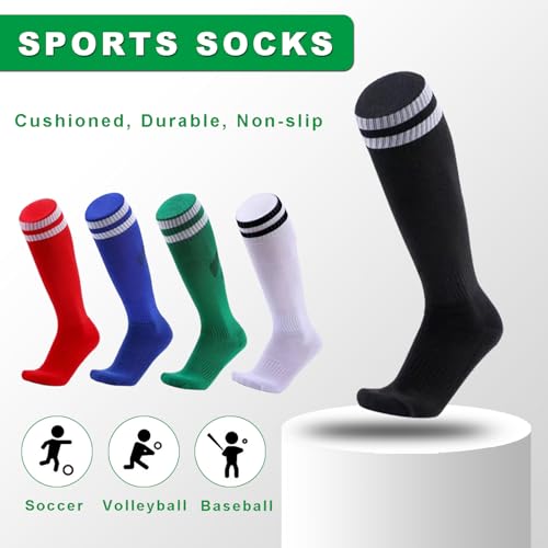 Augctoer 6 Pairs Soccer Socks Breathable Knee High Tube, Striped Football Baseball Softball Team Socks for Men Women Unisex4