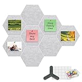 ANLIOTE 8-Pack Hexagon Felt Cork Board, 1/2' Thick Felt Bulletin Pinboard with 80 Push Pins, Adhesive Tabs, Geometric Cork Wall Tiles for Photos, Memos, Home & Office Decor (Light Grey)