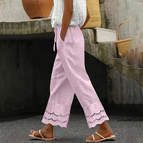 Pantalon batik en patchwork dentelle romantique lin et coton - 2