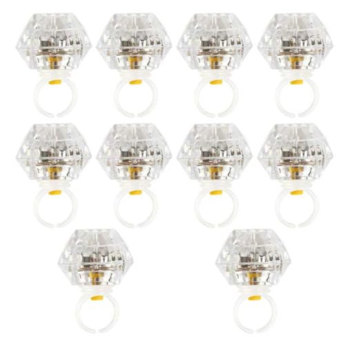 DAOKEY LED Light up Rings Toys White Led Bumpy Rings for Birthday Bachelorette Bridal Shower Gatsby Party Favors Clear Case 10 Pack
