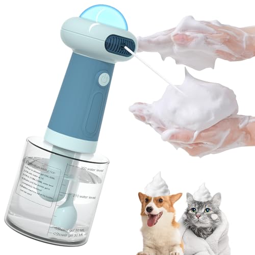 Coocake Electric Dog Shampoo Dispenser,IPX7 Cat Shampoo Sprayer,Pet Bath Supplies Automatic Foaming Shampoo Dispenser for Dog Deep Cleaing,Kitchen Sink,Bathroom Blue