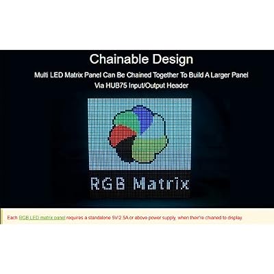RGB LED Matrix Panel 6432, 2048 DOTS Pixels 3mm Pitch,Compatible with Arduino/Raspberry Pi Pico/ESP32,Allow Displaying Text, Colorful Image, Animation, Adjustable Brightness Chainable Design
