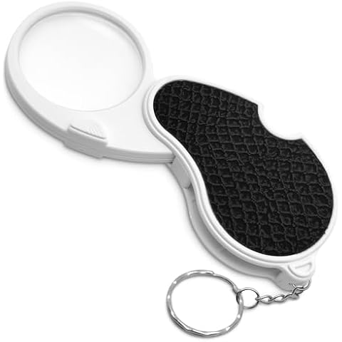 Pocket Magnifying Glass Keychain with Light – Folding Keychain Magnifier with Flip Head Design, 5.3"x2"x0.5" – Compact Portable Magnifying Tool for Reading, Hobbies, Repairs, Menus & Small Text Cover