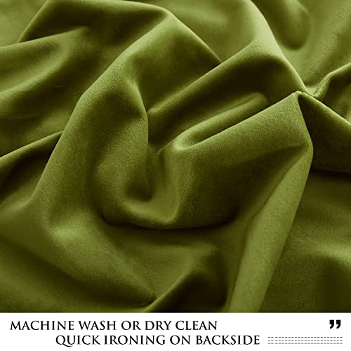 StangH Olive Green Velvet Curtains 62x84 inches for Door Panels, Back Tab Room Darkening Privacy Drapes Christmas Home Decor for Living Dining Room, W62 x L84 inches, 1 Panel by StangH - Image 8