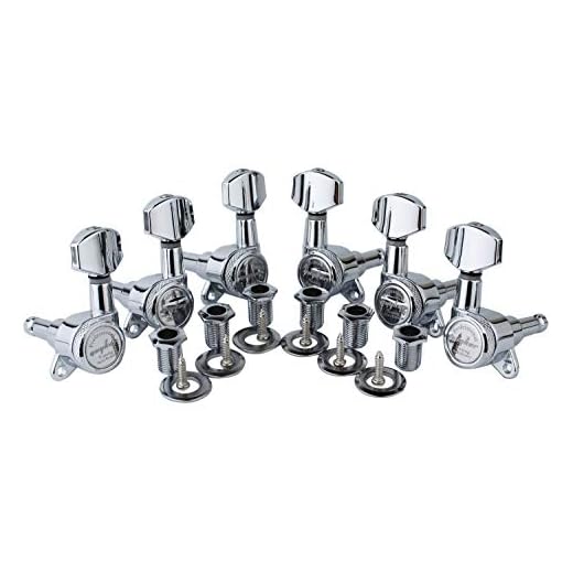 Guyker Guitar Locking Tuners (3L + 3R Handed) - 1:18 Lock String Tuning Key Pegs Machine Head with Hexagonal Handle Replacement for ST TL SG LP Style Electric, Folk or Acoustic Guitars - Chrome